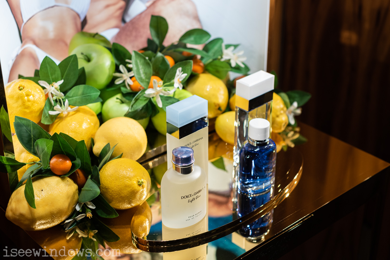 visual merchandising product display fragrance composition luxury retail Dolce Gabbana